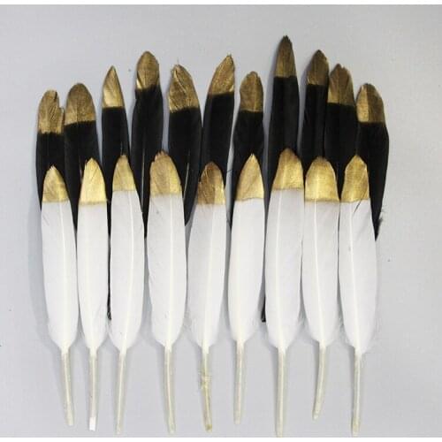 4-6 Inch(10-15 cm) Wholesale DIY Golden Tipped Goose Feathers With Crimp Cap