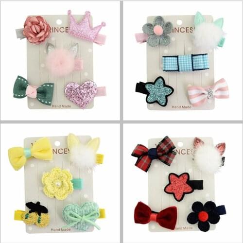 5SETS Children Christmas baby girls cute hairpin bows pentagram rabbit ear crown star flower hair accessories