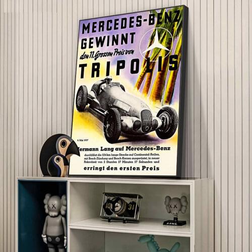 ADAC 500 Kilometer Rennen 28 August 1955 Nurburgring Wall Art Canvas Painting Retro Poster Prints Car Poster Modular Pictures