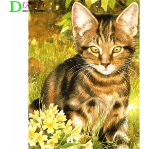 NEW Full Square Diamond Painting Cat 5D Diy Diamond Embroidery Animal Mosaic Picture Of Rhinestone Home Decoration Girl Hobby