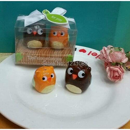 Free shipping 24pcs =12box /lot Owl Always Love You Ceramic Salt And Pepper Shakers