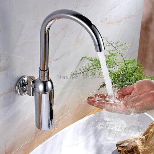 Free shipping DC Battery Hotel automatic cold water faucet Wall Mounted sensor faucet bathroom hospital medical auto taps ZR6402