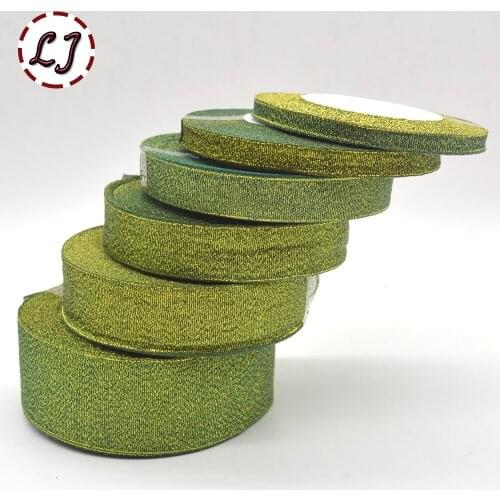 Brand high quality 6mm/10mm/15mm/20mm/25mm/40mm green Glitter ribbon for wedding craft bow gift decoration Wrapping Riband DIY