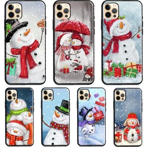 Santa Merry Christmas Snowman Funda Case For iPhone X XR XS MAX 12 Mini 11 Pro Max 5S 6S 8 7 Plus SE 2020 Cover Shell