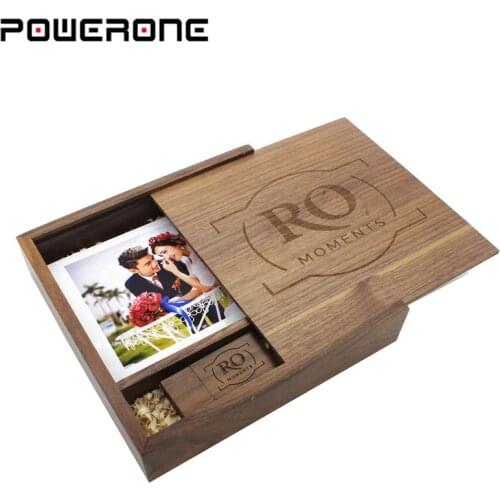 POWERONE free custom logo Maple Wooden Photo Album usb+Box Memory stick Pendrive 4GB 16GB 32GB 64GB Photography Wedding gift