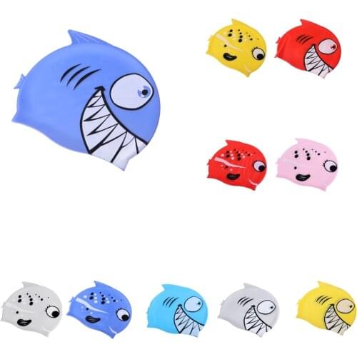Kids Silicone Swimming Cap Anti-slip Waterproof Beach Swim Pool Bathing Hat