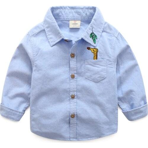 2 3 4 5 6 7 8 Y Kids Shirts Casual Leaf Embroidered Lapel Long Sleeve Tops for Boys Kids Clothing Autumn 2019 Toddler Baby Shirt