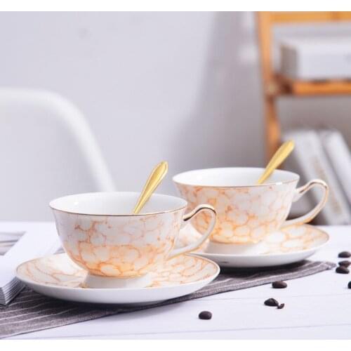 European Creative Ceramic Phnom Penh Coffee Cup Set Light Luxury Afternoon Tea Cup Dish Cup With Spoon Family Tea Set Decor Gift