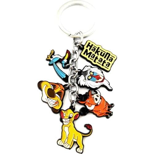HBSWUI The Lion King Simba Timon pumbaa Keychain Classic Cartoon Anime Show High Quality Metal Jewelry Gifts for Woman Girl Men