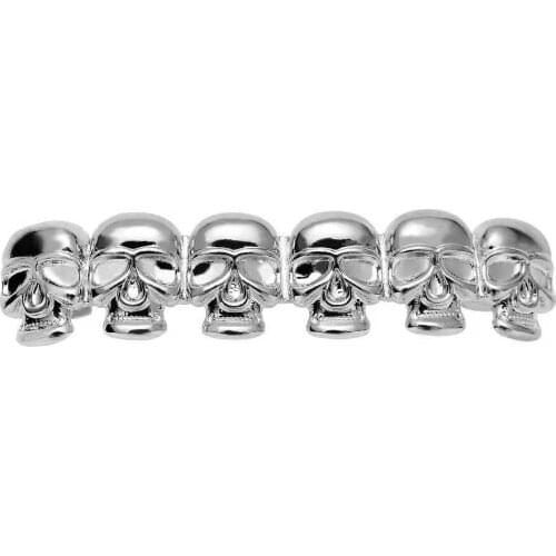 Hip Hop Skull Teeth Upper And Bottom Grills Dental Mouth Punk Teeth Caps Cosplay Party Tooth Rapper Body Jewelry Gift