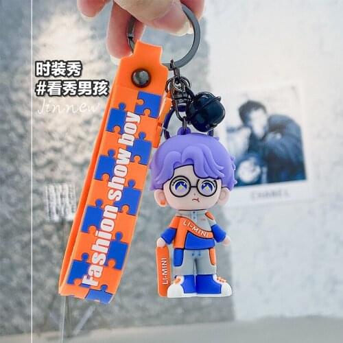 Anime Cartoon Boy Keychain Ring Cute Creative Fashion Boy Doll Men Women Couple Small Gift Bag Pendant Car Key Key Ring