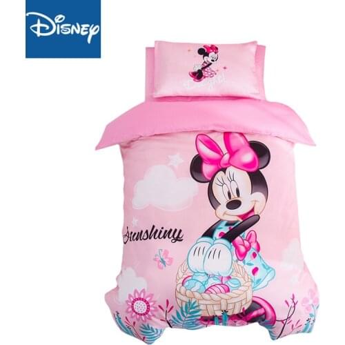 Disney cartoon Minnie mous Bedding set for Kids 47"X59" Crib Size Duvet Covers pillow Sham 100% Cotton Bed Linen Boys Comforters