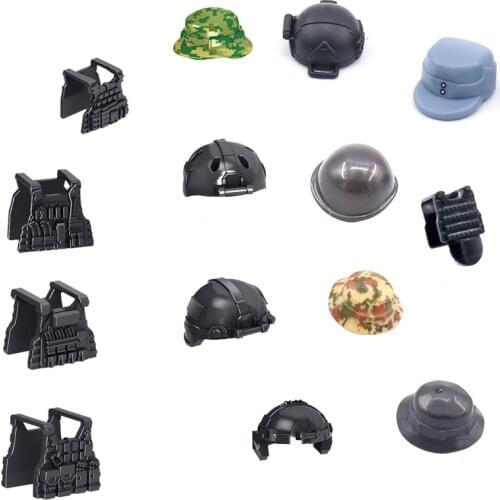 Military Swat Weapon Building Blocks Helmets Pack City Police Soldier Vests WW2 Army Accessories MOC Brick Boys Gift Toys C189