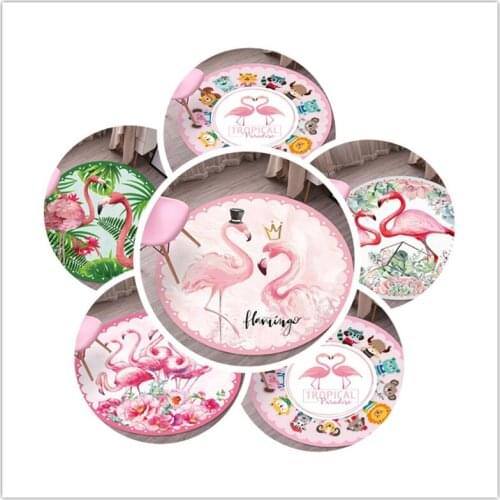 Nordic ins3D cute cartoon round carpet flamingo mat bedroom living room upholstery yoga mat baby crawling cope love bird rug C23