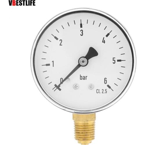 Best Selling 1/4" NPT Side Mount 2.3" Face 6 Bar Mini Pressure Gauge Dial Air Compressor Meter Hydraulic Pressure Tester Gauge