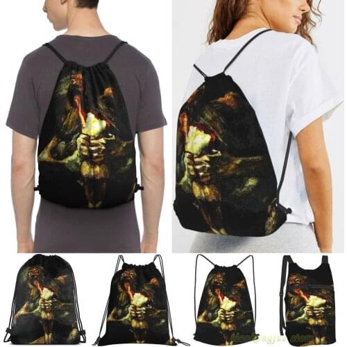 Saturn Devouring His Son Francisco Goya Men Outdoor Travel Gym Bag Waterproof Drawstring Backpack Women Fitness Sackpack Bag