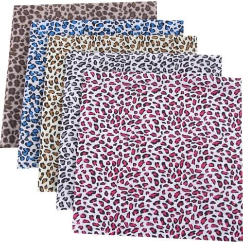 5Pcs 100% Cotton Fabric Leopard Patch Clothing 50*50cm For Sewing Cloth Patchwork Needlework DIY Handmade Material