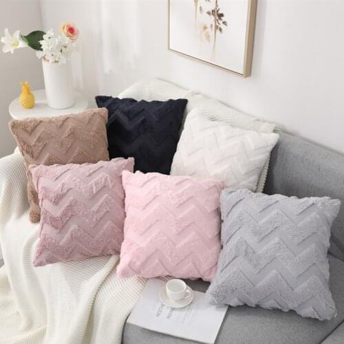 INS Rabbit Fur Wave Pattern Pillowcase Throw Pillow Cases Cushion CoversFor Sofa Seat Chair Car Living Room Home Decor 45x45cm