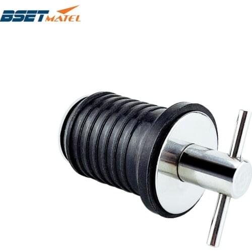 Stainless steel 304 Handle Rubber Drain Plug T-Handle TWIST-IN Hull Livewell bilge transom seawall marine boat Yacht accessories