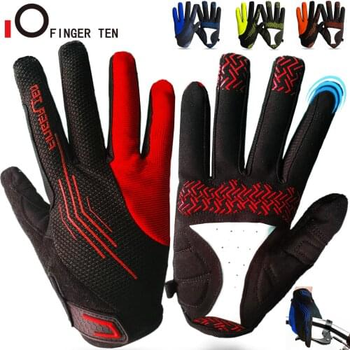 Touch Screen Anti Slip Cycling Gloves Men Summer Full Finger Half Glove Bicycle Sports Breathable Bike Anti Shock Drop Shipping