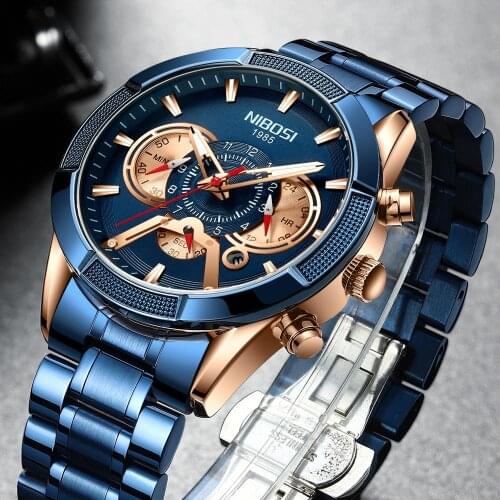 NIBOSI Watch Men Fashion Sport Luxury top Brand Quartz Mens Watches Stainless Steel Business Waterproof Watch Relogio Masculino