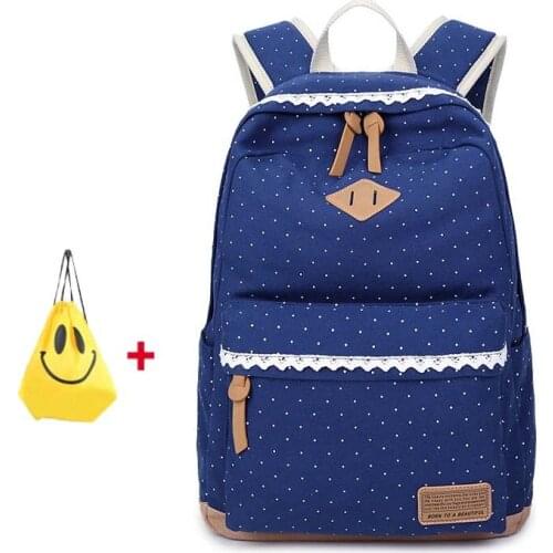 2018 New Fashion Women Backpack for School Teenagers Girls Lace Vintage Stylish Ladies Bag Backpack Dotted Printing School Bags