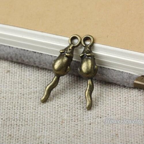 Wholesale 128 pcs Vintage Charms Mouse Pendant Antique bronze Fit Bracelets Necklace DIY Metal Jewelry Making