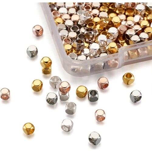 Pandahall 400pcs 3mm Square Brass Cube Spacer Loose Beads For DIY Jewelry Bracelet Earring Necklace Pendant Making Mixed Color