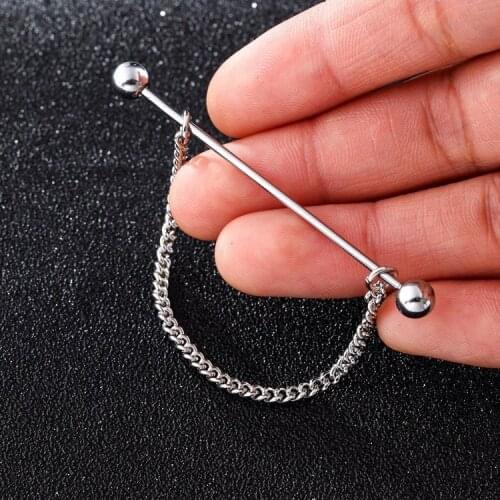 Simple design shirt collar lapel pin chain fringed French vintage personality collar pin brooch ornament