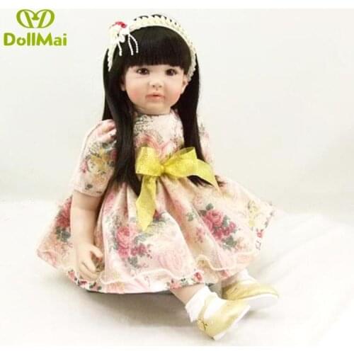 60cm Silicone Reborn Baby Doll Toy 24inch vinyl Adorable Princess Toddler girl dolls bebe gift reborn poupee bonecas