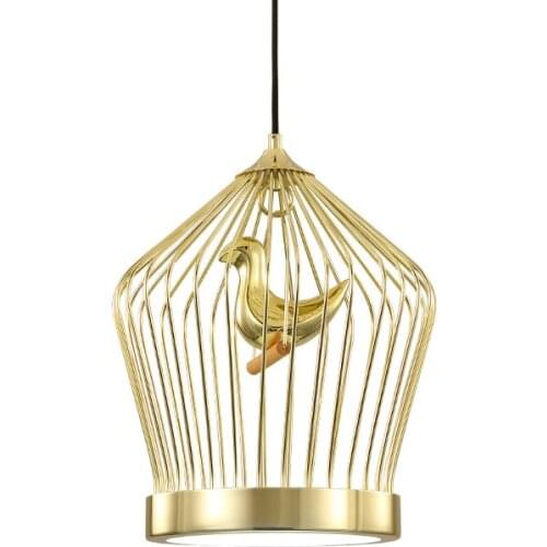 Modern Single-head Gold Birdcage Pendant Lamp LED Wrought Iron Decoration Restaurant Bar Balcony Suspension Lamp Lighting PL536
