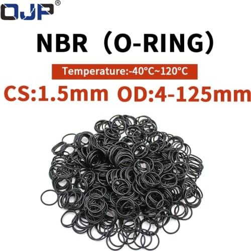 NBR O Ring Seal Gasket Thickness CS1.5mm OD4-125 Oil and Wear Resistant Automobile Petrol Nitrile Rubber O-Ring Waterproof Black