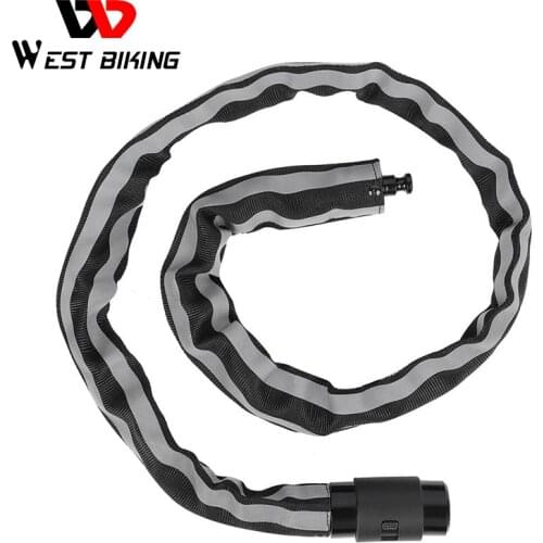 WEST BIKING Bicycle Lock Anti-Theft Security Chain Lock With 2 Keys MTB Road Bike Motorcycle Scooter Reflective Cycling Lock