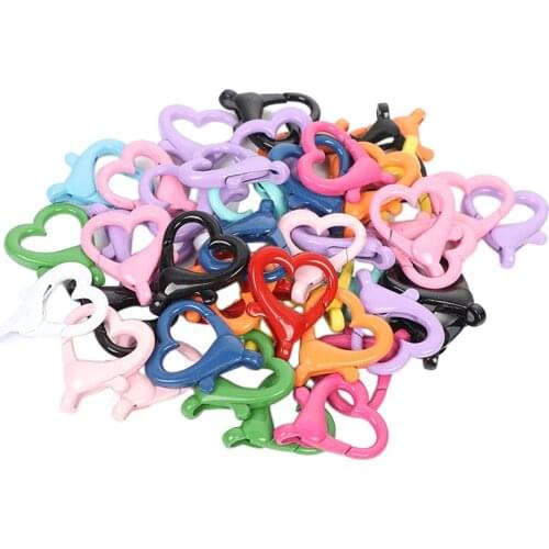 50 Pcs/Lot Color Mixed Heart Shape Lobster Clasp Hooks Connectors Keychain Chain Accessories for DIY Jewelry Findings
