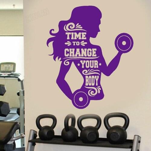 Woman Fitness Wall Decals For Gymnasium Sport Gym Logo Wall Sticker Decor Window Large Vinyl Wall Paper For Living Room Y155