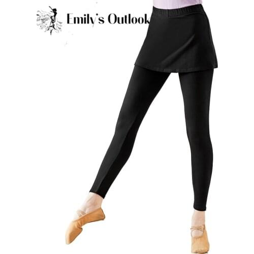 Womens Skirted Leggings Cotton Skorts Pant High Waisted Dancer Practice Tights Black Plus Size