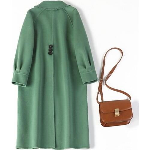 Winter Coat Female Elegant Wool Coat Women Clothes Ladies Long Woolen Jacket Pink Casaco Feminino Hiver 8a021