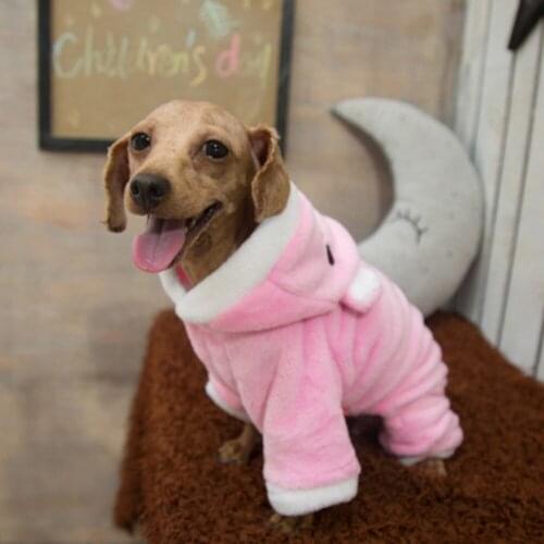 Winter Warm Dog Clothes Pink Pig Cosplay Costume Pet Coats Hoodies Four Feet Jumpsuit XS-2XL