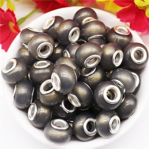 10Pcs Black Color Muranos Rondelle Spacer Big Hole Beads Fit Pandora Charms Bracelet Necklace Earrings Women DIY Jewelry Crafts