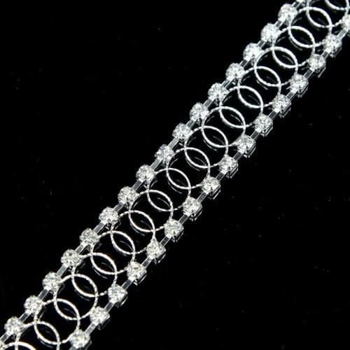 10Yards 19mm Rhinestone Trim Crystal Beads Clear Glass Charming Costume Dress Trimming For Wedding Dress