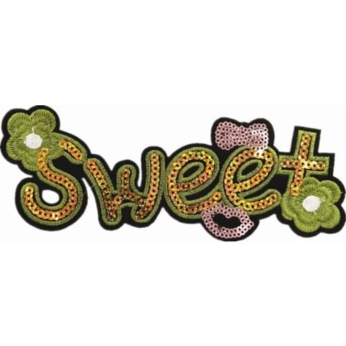 2PCS Sequin Sweet Alphabet Patches Iron-on Embroidery Patch For Clothing Bag DIY Sewing Accessories Parches Para P0016