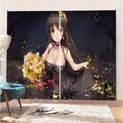 2 Panels Window Drapes Sexy Bikini Girl Window Treatments 3D Print Home Textile Polyester Window Curtains Home Decor Curtain