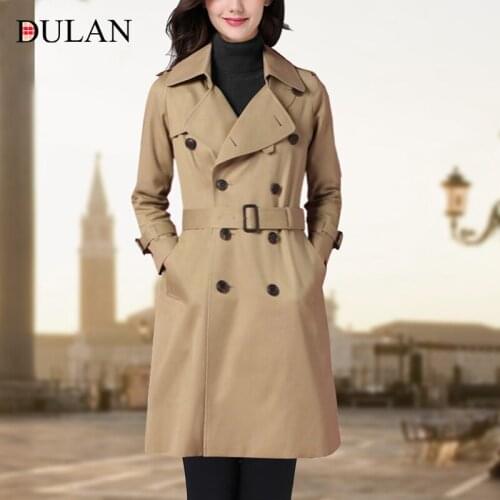 2021 New Spring and Autumn Winter Double Breasted British Thickened Cotton Windbreaker Womens Woolen Liner Large Medium Length