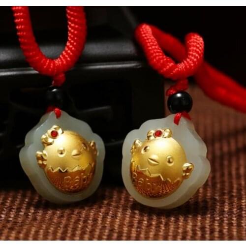 3D gold inlay and Tianyu auspicious chicken pendant h29