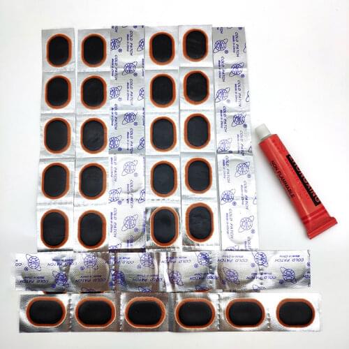 48Pcs+1Glue Bicycle Tire Repair Glue Repair Tool Car motorcycle Bike Bicycle Inner Tube Puncture Repair Cement Rubber Cold Patch