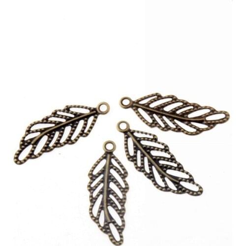 Free shipping 50Pcs Bronze Tone Leaf Filigree Wraps Connectors Metal Crafts Gift Decoration DIY 32x12mm