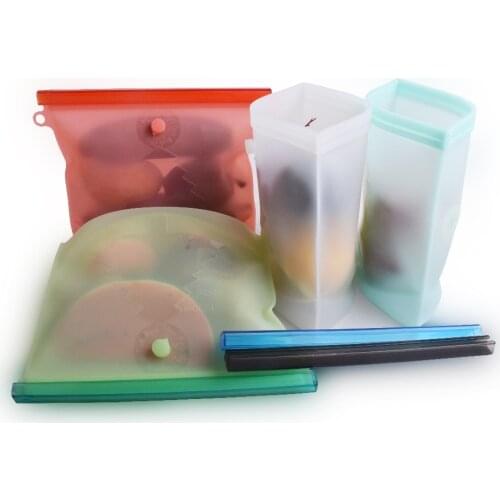 50pcs Silicone Reusable Food Bag Leakproof Containers Reusable Fresh Bag With Date Hand Food Storage Bag Freezer Bag