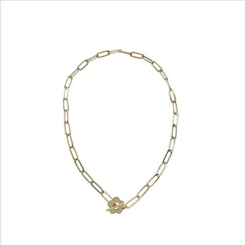 925 Sterling Silver Korean Temperament Simple Metal Chain Flower Necklace Female Niche Design Necklace Clavicle Chain Female