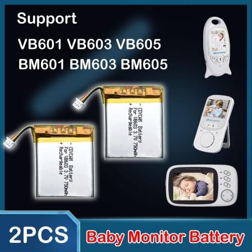 2Pcs VB603 BM603 Baby Monitor Battery BM601 VB601 VB605 VB603 Spare Battery ,Replacement Battery for Video Nanny Bebe Monitor