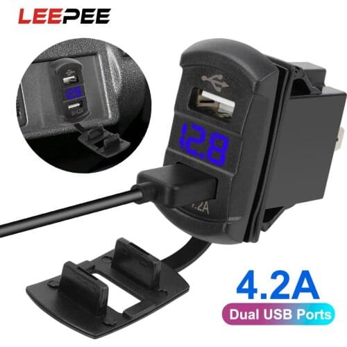 Auto Adapter Dual USB Ports Dustproof Phone Charger 5V 4.2A Digital Display Waterproof Car Charger For RV Camper Caravans